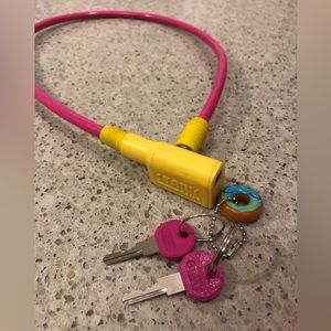 Bike Bicycle Security Anti-Theft Cable Lock Pink with 2 Keys